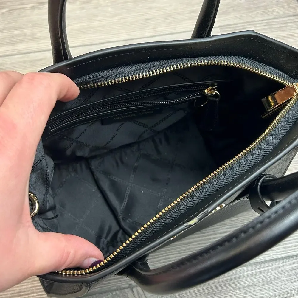 Michael Kors Black Leather Avril Satchel Crossbody NWOT